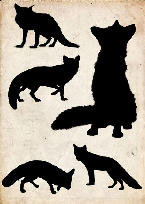 Fox Silhouette Clip Art 6 Png Clipart Instant Download | Etsy UK