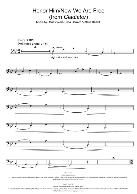 Hans Zimmer - Honor Him/Now We Are Free (from Gladiator) at Stanton's Sheet Music