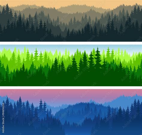 set of vector mountains forest background texture seamless pattern Stock Vector | Adobe Stock