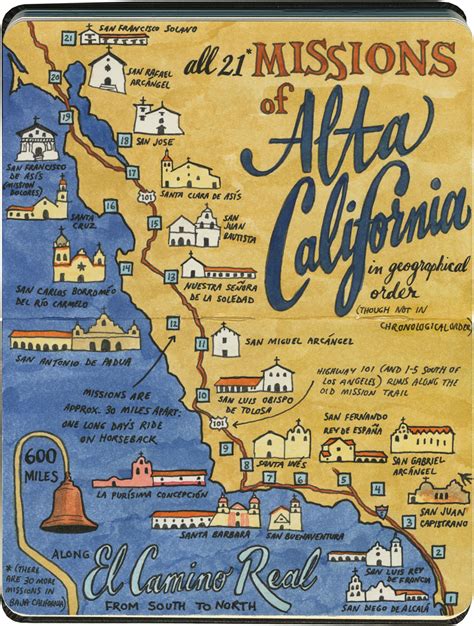 Spanish Missions Of California Map - Dolley Hollyanne