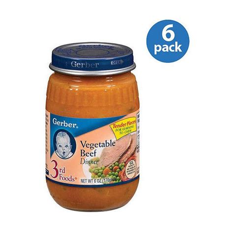 Gerber 3rd Foods Baby Foods Vegetable Beef Dinner 6 oz (Pack of 6 ...