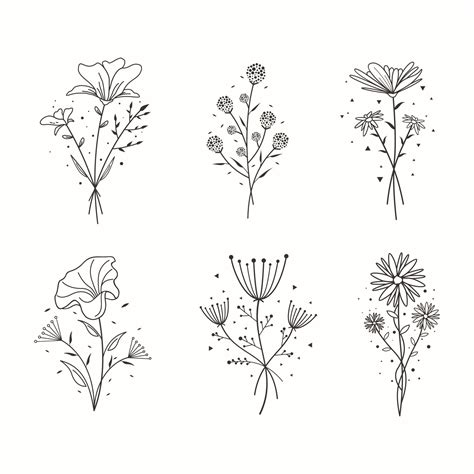 Hand Drawn Minimalist Floral Tattoo 12490279 Vector Art at Vecteezy