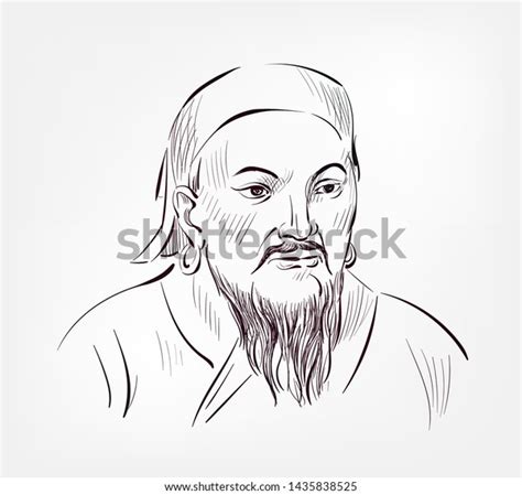 Genghis Khan Vector Sketch Portrait Illustration: vector de stock (libre de regalías) 1435838525 ...