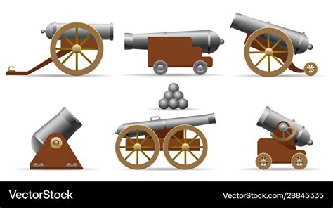 Antique pirate cannons set Royalty Free Vector Image