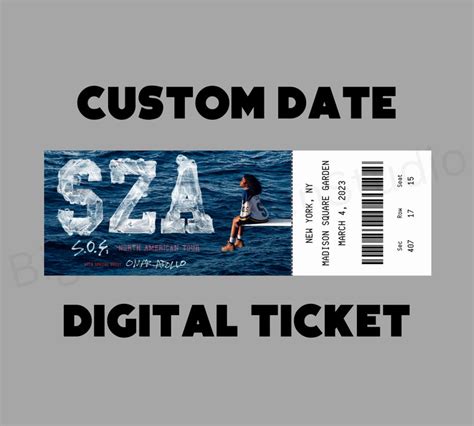 Custom Date SZA SOS Tour 2023 Concert Digital Ticket Stub - Etsy