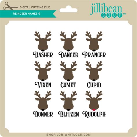 Reindeer Names 9 - Lori Whitlock's SVG Shop