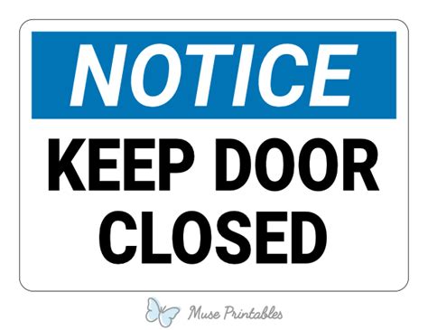 Printable Keep Door Closed Notice Sign