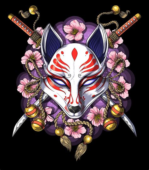 Kitsune Japanese Fox Mask Digital Art by Nikolay Todorov | Fine Art America