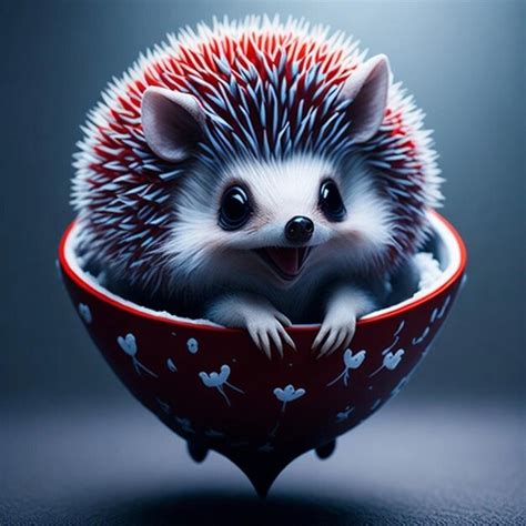 Premium AI Image | a hedgehog is sitting in a bowl that says hedgehog.