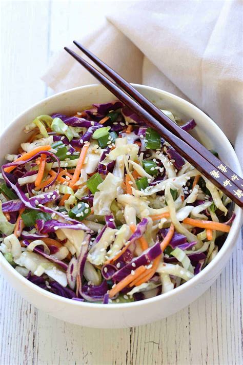 Asian Cabbage Salad with Sesame Oil Dessing | Healthy Recipes Blog