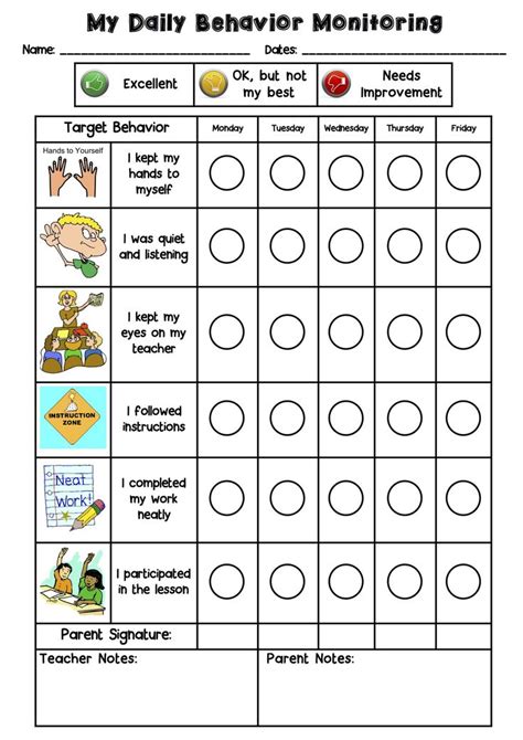 Behavior Charts For Kindergarten