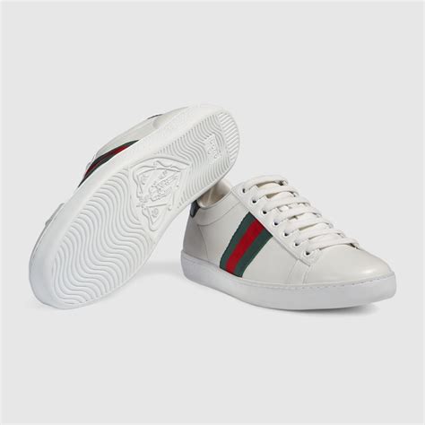 Women's Ace Sneaker White Leather With Green & Red Web | GUCCI® US