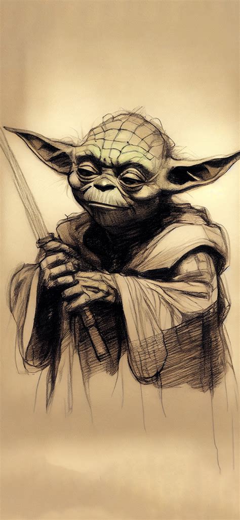 Star Wars Yoda Sketch Wallpapers - Star Wars Aesthetic Wallpaper