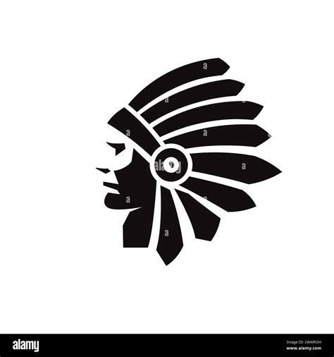 illustration vectorielle simple de silhouette de tête de chef indien. Silhouette Native American ...