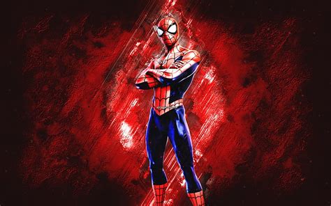 Fortnite Spider-Man Skin, Fortnite, main characters, red stone background, Spider-Man, Fortnite ...