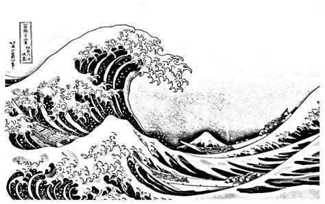 Great wave kanagawa - Japan Coloring Pages for adults