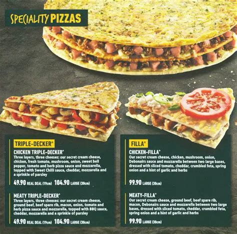 Debonairs Pizza Menu, Menu for Debonairs Pizza, Broadway, Durban ...