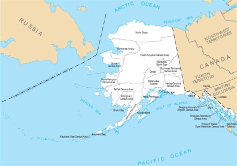 ♥ A large detailed Alaska State County Map