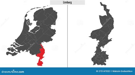 Map of Limburg Region of Netherlands Stock Vector - Illustration of ...