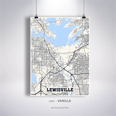 Lewisville Map Print Lewisville City Map Texas TX USA Map | Etsy