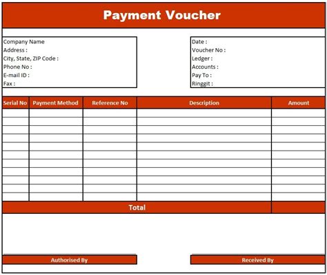 Cash Payment Voucher Format in Excel, Free Download