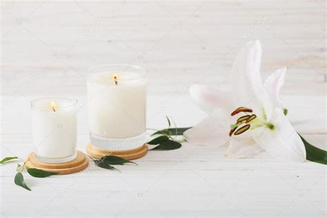 Scented candles on white background Stock Photo by ©Kruchenkova 94788116