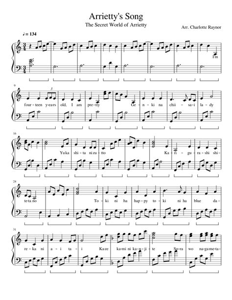 Arrietty's Song: The Secret World of Arrietty Sheet music for Piano (Solo) Easy | Musescore.com