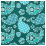 Paisley pattern elegant teal and beige color fabric | Zazzle