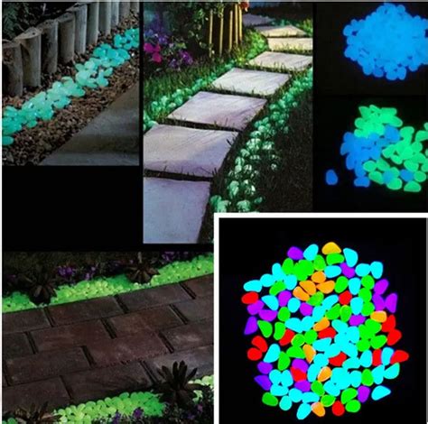 1400 Pieces Glow In The Dark Stones Pebbles Rock for Fish Tank Aquarium Garden Multi Color ...