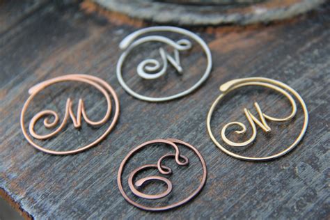 Personalized cursive letter copper, brass or German silver bookmark, monogram, metal bookmark ...