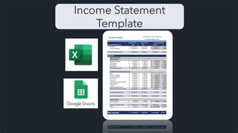 Income Statement Template excel & Google Sheets - Etsy