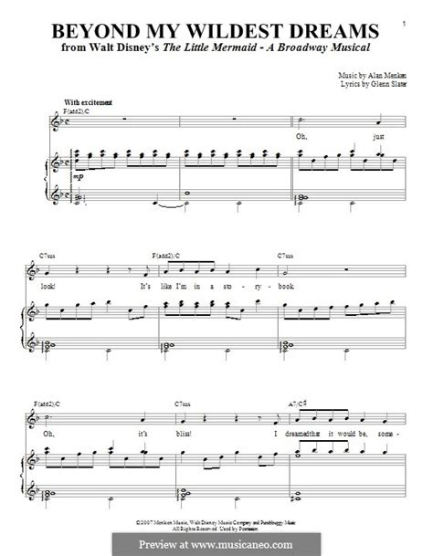 Beyond My Wildest Dreams by A. Menken - sheet music on MusicaNeo