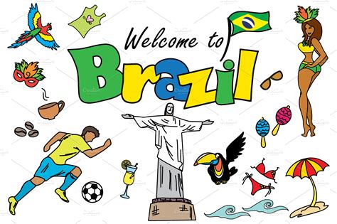 Cartoon SET Brazil and Rio ~ Graphics ~ Creative Market