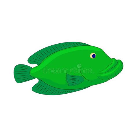 Green Fish Icon In Cartoon Style Stock Illustration - Illustration of ...