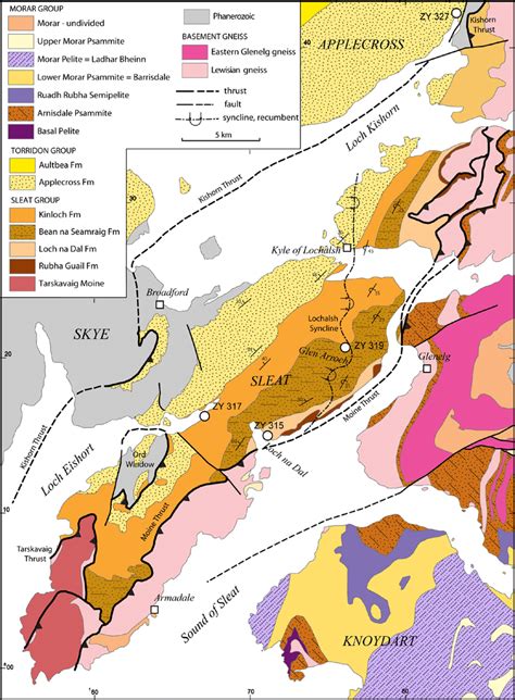 Geological map of Sleat and surrounding area, showing Precambrian rocks... | Download Scientific ...