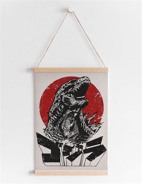 Traditional Japanese Art Godzilla Poster Canvas Woodblock - Etsy