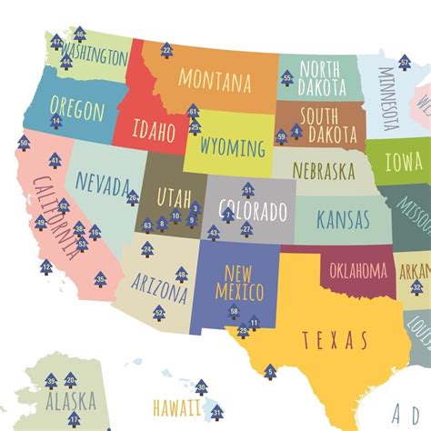 63 National Parks Map USA, PRINTABLE Adventure Awaits US National Parks Map, Kid Nursery Home ...