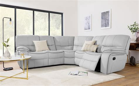 Beaumont Light Grey Leather Recliner Corner Sofa | Furniture Choice