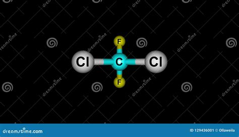 Dichlorodifluoromethane Molecular Structure Isolated on Black Stock Illustration - Illustration ...