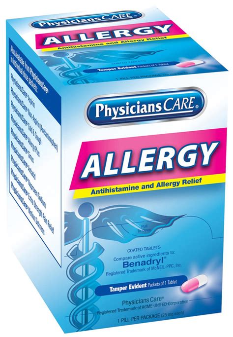 First Aid Only® PhysiciansCare® Allergy Antihistamine Medication, 50 Doses, 25mg | Emergency ...