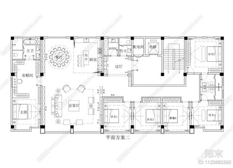 350平大平层平面布局施工图下载【ID:1123885360】_知末案例馆