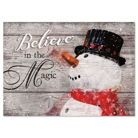 Snowman Believe Christmas Cards - Holiday Greeting Cards, Set of 18 ...