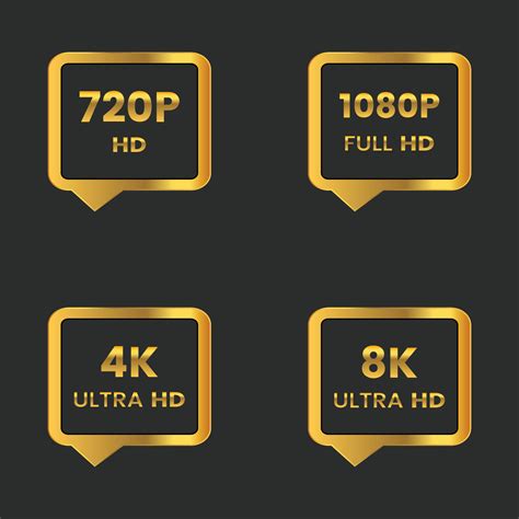 8k ultra hd,4k ultra hd,1080p full hd,720p hd resolution button 8964766 Vector Art at Vecteezy