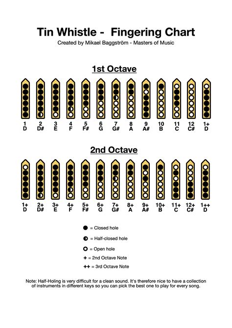 Tin Whistle Fingering Chart (PDF Download) – Professional Composers