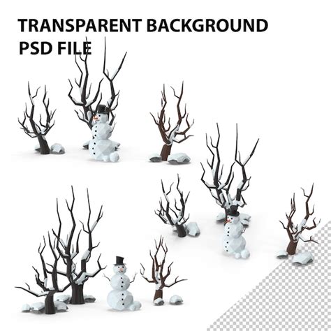 Premium PSD | Low poly snow scene png