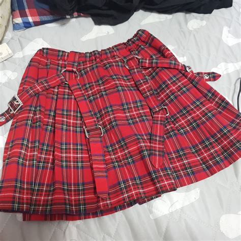 LISTEN FLAVOR Red Checkered Skirt, Women's Fashion, Bottoms, Skirts on Carousell