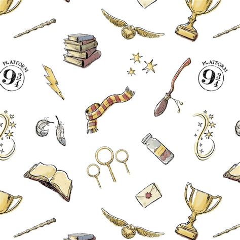 Harry Potter Icons Items White From Camelot Fabrics - Etsy