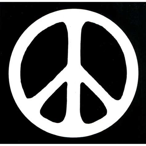 Peace Sign White On Black - Vinyl Sticker at Sticker Shoppe