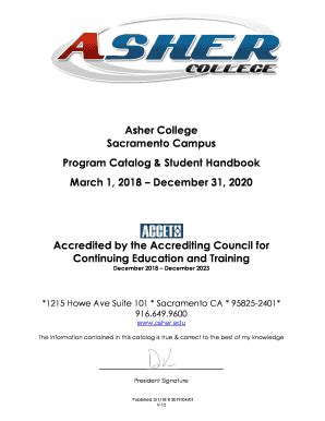 Fillable Online Asher College Sacramento Campus Program Catalog & Fax ...