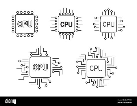 cpu computer outline chip sign icon set Stock Vector Image & Art - Alamy